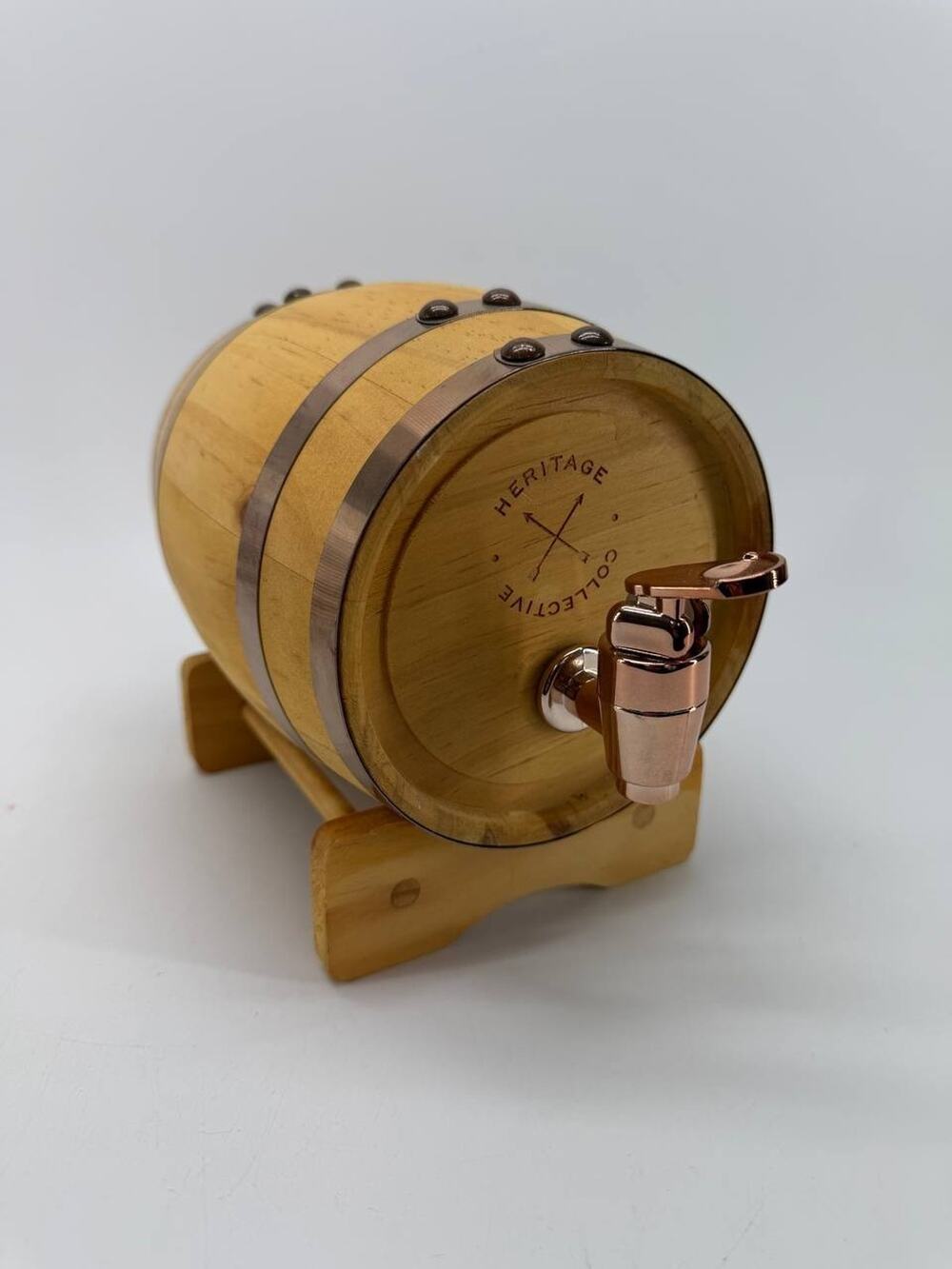 Sharper Image Heritage Collective Wood Barrel Beverage Dispenser Tap Stand 2019